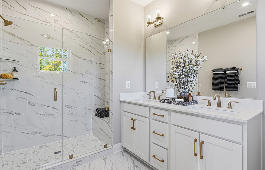 Amber primary bath built by Brookfield Residential at Cascades within Embrey Mill