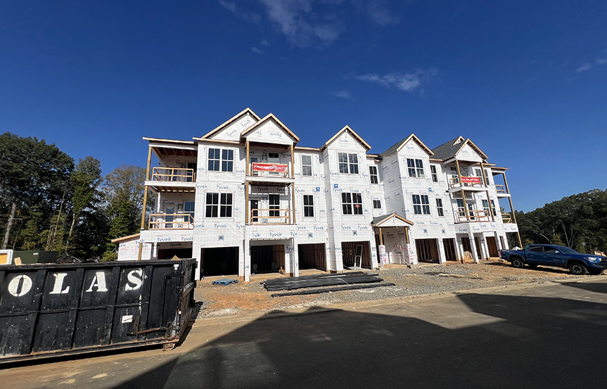 Mia front exterior framing by Drees Homes 55+ within Embrey Mill community in Stafford, VA