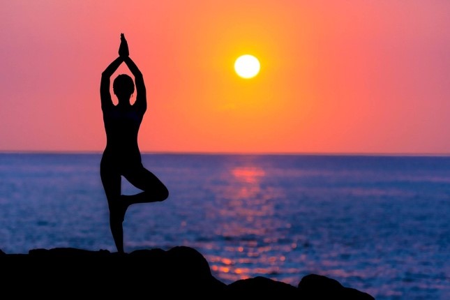 outdoor sunset yoga