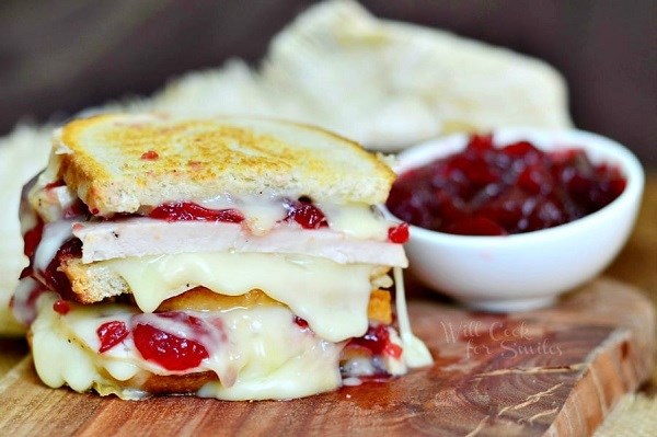 Cranberry, brie grilled cheese sandwich