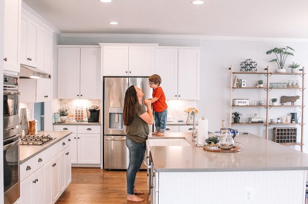 Krista with son in kitchen