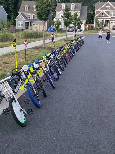 lline up of tricked out big wheels