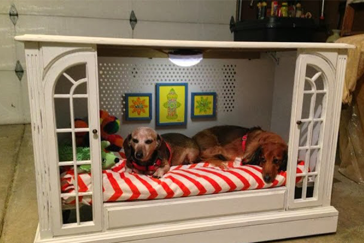 TV console to deluxe pet bed