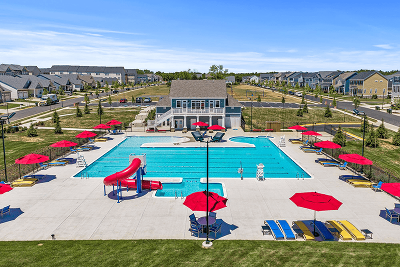 Aerial view of Knight Meeting House & Pool in Embrey Mill