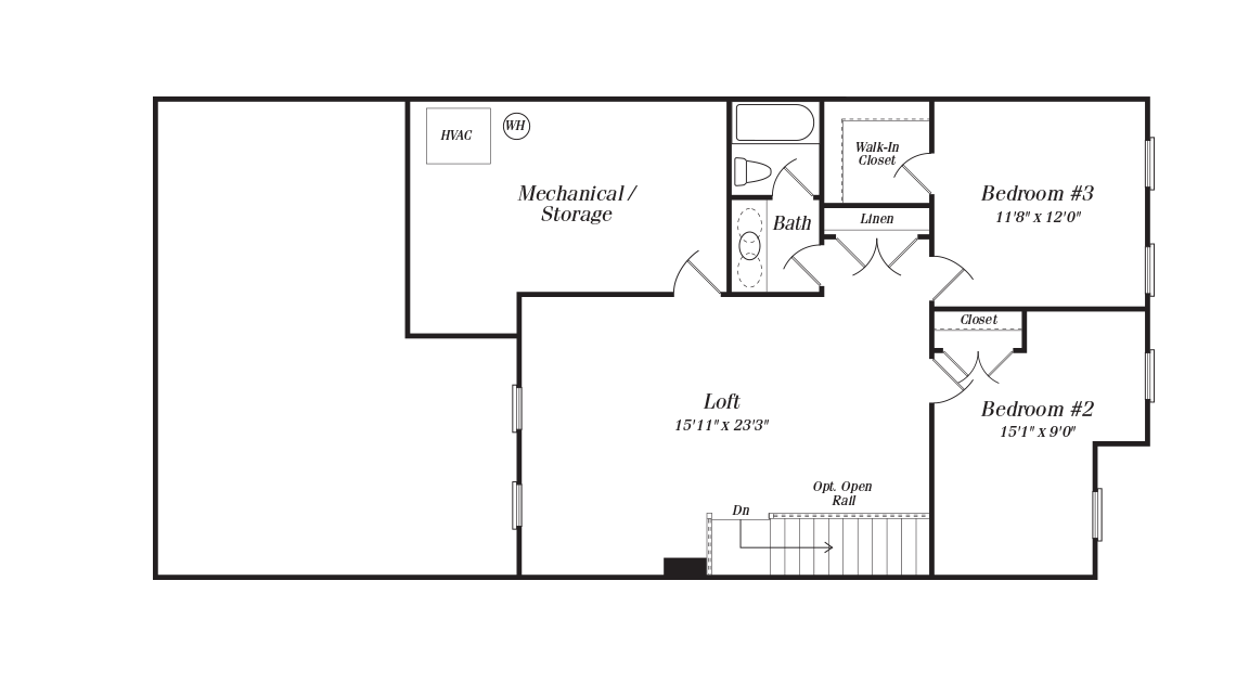 Rainier Floor Plan Upper Level by Miller & Smith in Cascades at Embrey Mill