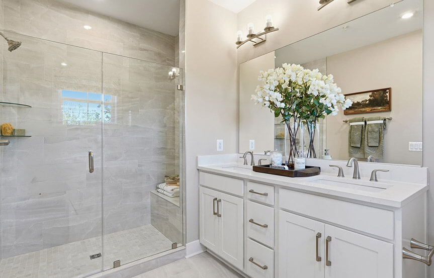 Scarlet primary bath built by Brookfield Residential at Cascades within Embrey Mill