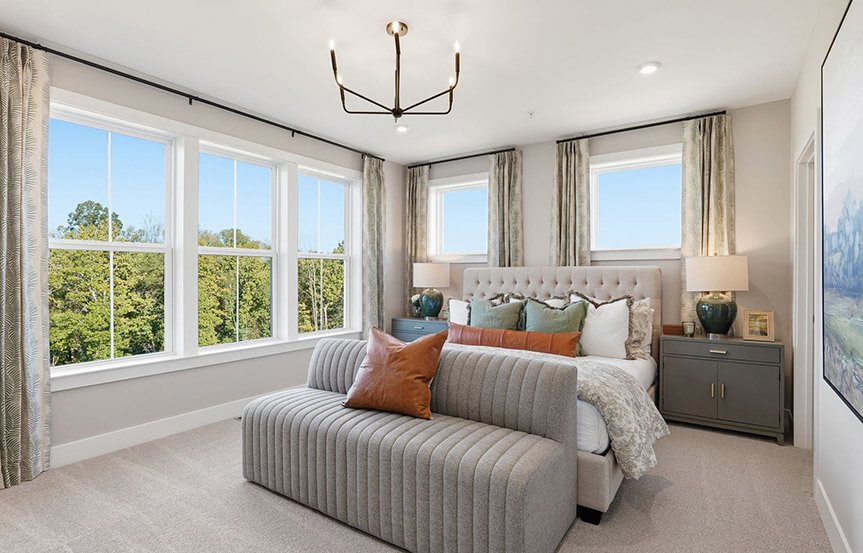 Scarlet primary bedroom built by Brookfield Residential at Cascades within Embrey Mill