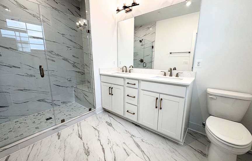 Amber primary bath built by Brookfield Residential at Cascades within Embrey Mill