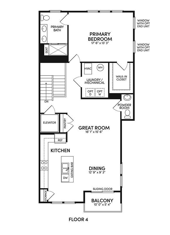 Scarlet home plan 4th floor by Brookfield Residential | Active adult Cascades community in Embrey Mill in Stafford, VA